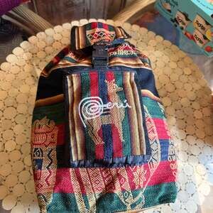 Mini Multicolored Peruvian Tribal Print Striped Pattern Lightweight Drawstring B